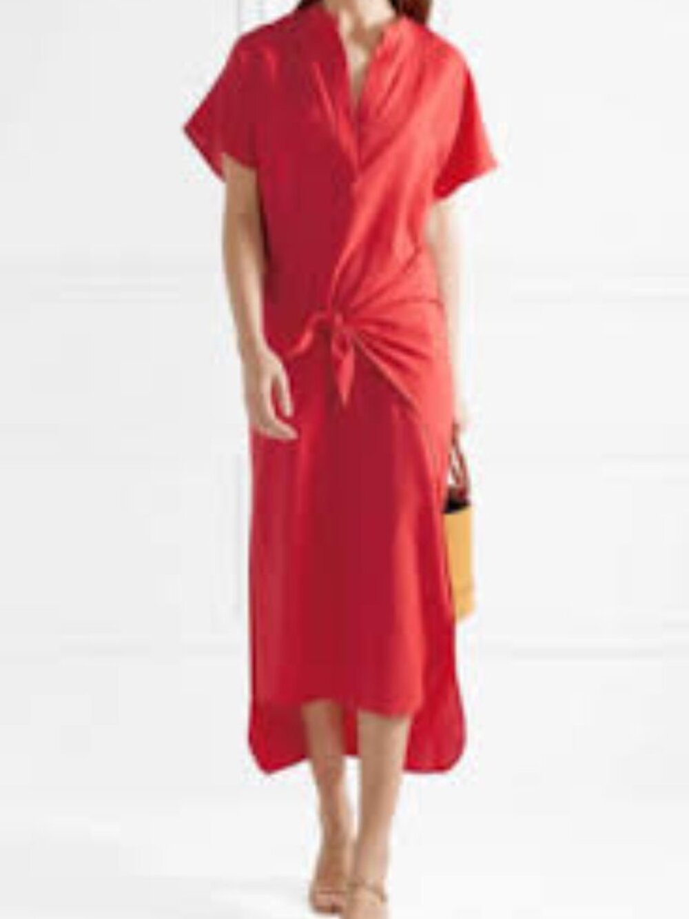 Vince Cotton Red Wrap Front Dress, Size Medium